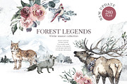 Forest Legends Winter animal set, a Seasonal Illustration by Anastezia Luneva (Thumbnail 1 of 17)