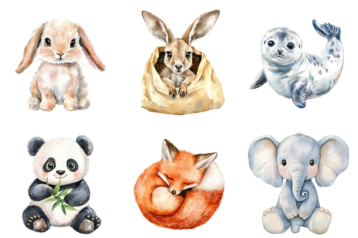Baby Animal Nursery Clipart PNG, an Illustration by SinaCreation (Photo 2 of 5)
