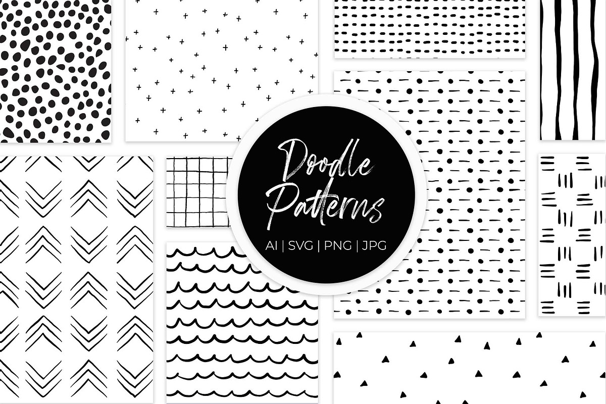 Hand Drawn Doodle Pattern Set, a Pattern Graphic by RenattaZare (Photo 1 of 8)