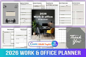2026 Work & Office THE Planner, a Stationery Template by Designmela01