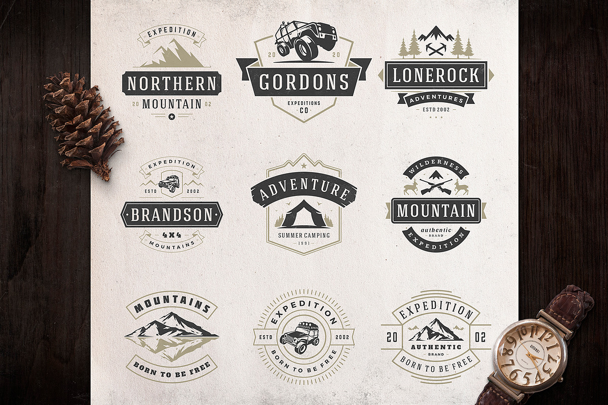 280 Outdoor logos and badges, a Branding & Logo Template by Vasya Kobelev (Photo 10 of 83)