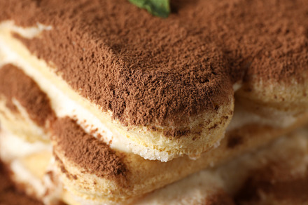 Concept of sweet food, Tiramisu cake, close up, a Food & Drink Photo by AtlasStudio PRO