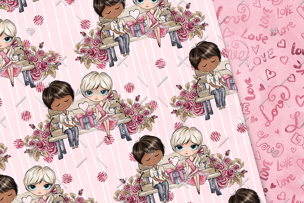 Valentines Day Digital Papers, a Pattern Graphic by Phantasia Design (Photo 5 of 7)