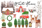 Winter Christmas Homes, a Seasonal Illustration by creativeDi (Thumbnail 1 of 4)