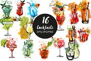 Cocktails watercolor & vector, a Food Illustration by Tatiana Davidova (Thumbnail 2 of 4)