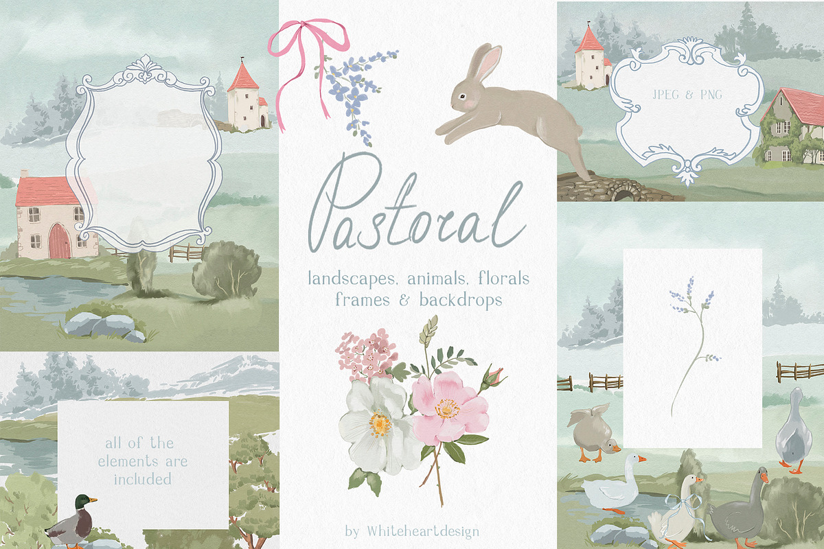 Cottagecore PNG Frames Illustrations, a Decorative Illustration by whiteheartdesign (Photo 19 of 19)