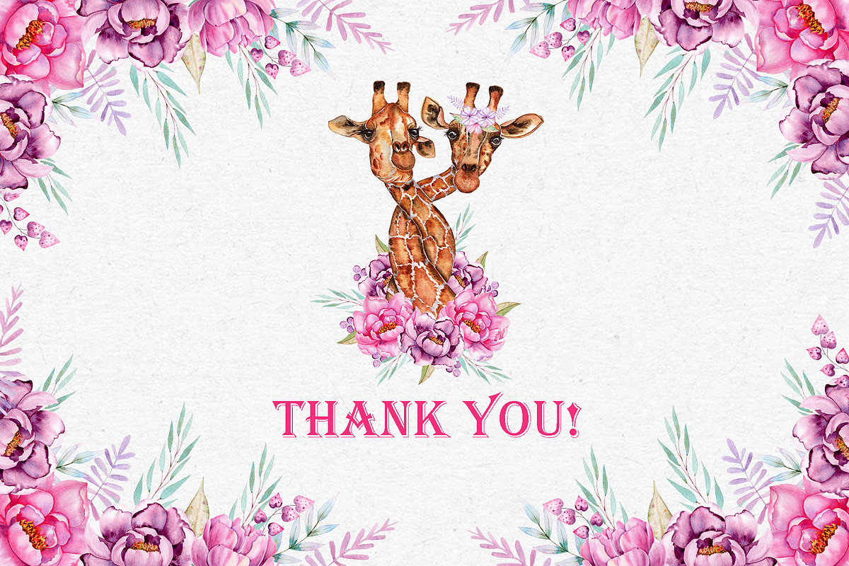Watercolor Animals anf Flowers, an Animal Illustration by TanataDesign (Photo 13 of 13)