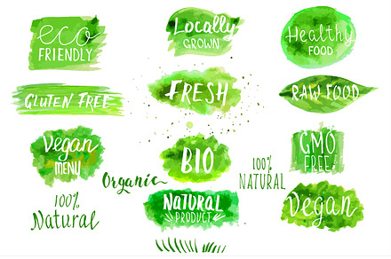 Eco, bio, organic vector labels.