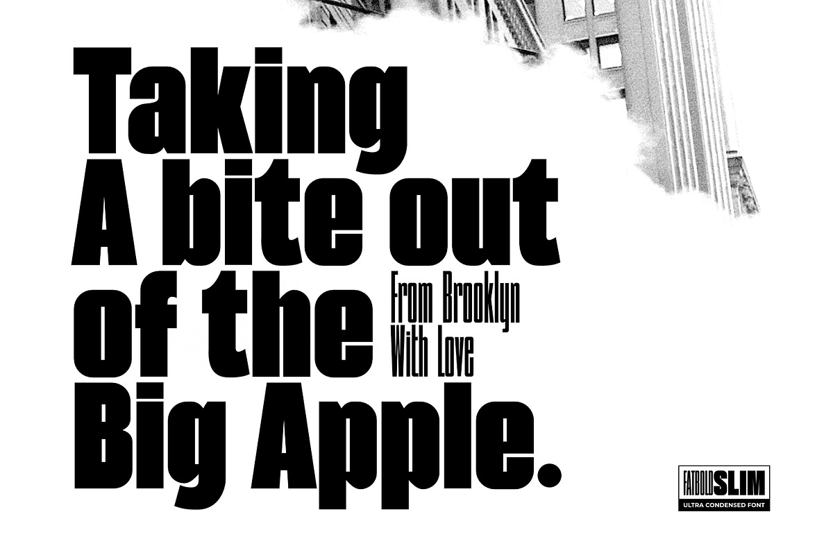 Fatbold Slim - Ultra Condensed Font, a Sans Serif Font by ikiiko (Photo 3 of 7)