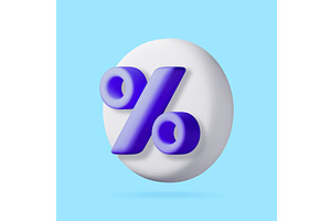 3D Percentage sign on white circle., an Object Illustration by Abscent