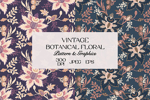 Paisley & Jacobean Floral Pattern, a Pattern Graphic by StudioGlouna