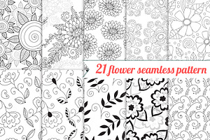 21 flower and leaf seamless patterns