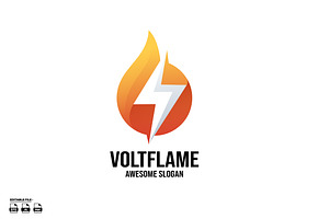 Fire with Thunder gradient logo, a Branding & Logo Template by LOGTURNAL