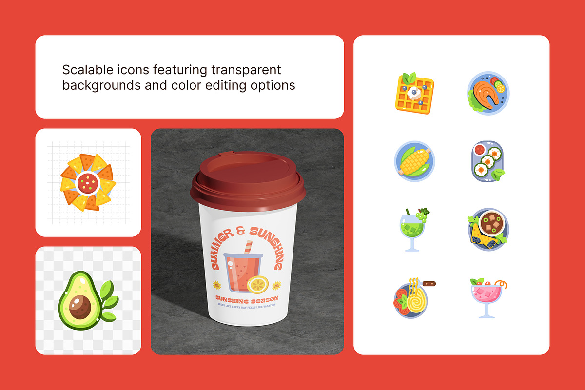 100 Food Flat Icons, an Emoji Icon by Prosymbols (Photo 4 of 11)