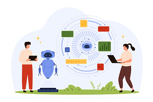 AI Engineers Collaborating With, a Technology Illustration by Flashvector