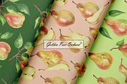 Watercolor Pear Seamless Patterns, a Food Illustration by OlDm_Shop (Thumbnail 5 of 10)