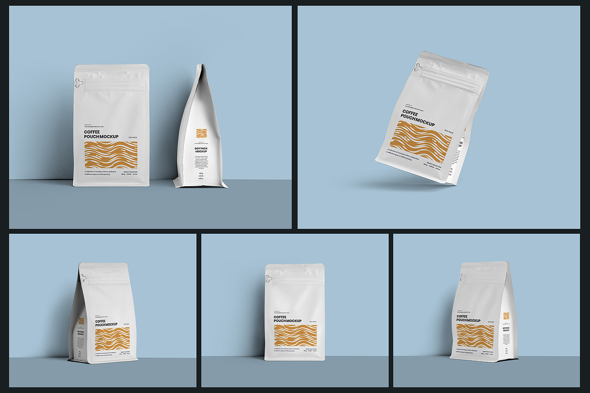10 Coffee Bag Doy Pack Mockups, a Packaging Mockup by Grow Design Craft Studio (Photo 2 of 7)