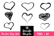 18 Doodle Hearts Clipart, an Illustration by The Digital Download Shop (Thumbnail 1 of 2)