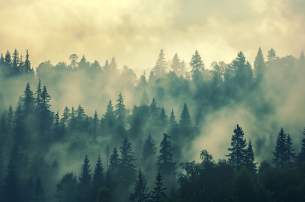 Misty morning in forest, a Nature Photo by MistyDay