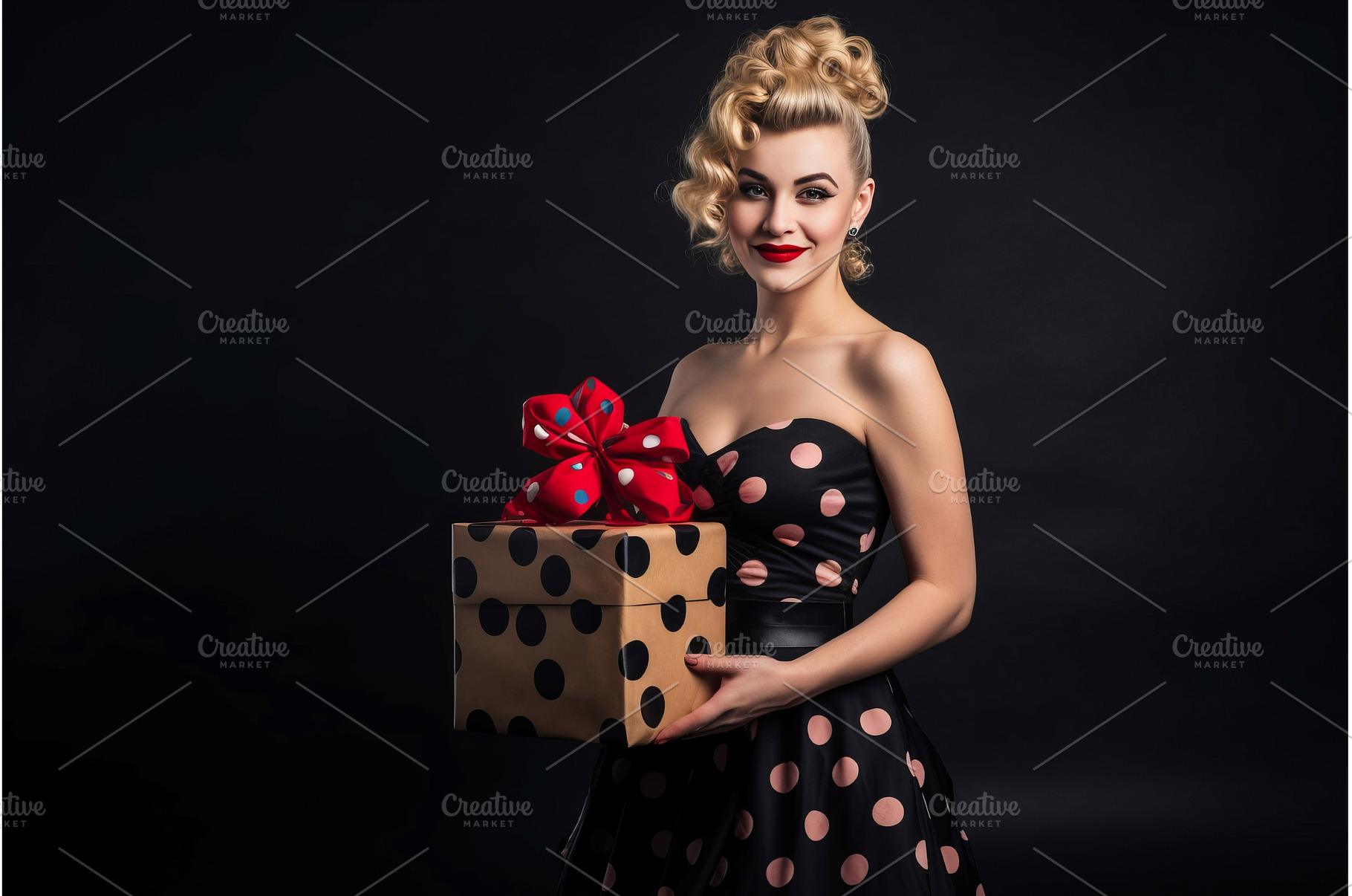 Nice looking smiling woman with gift, a Beauty & Fashion Photo by Ylivdesign