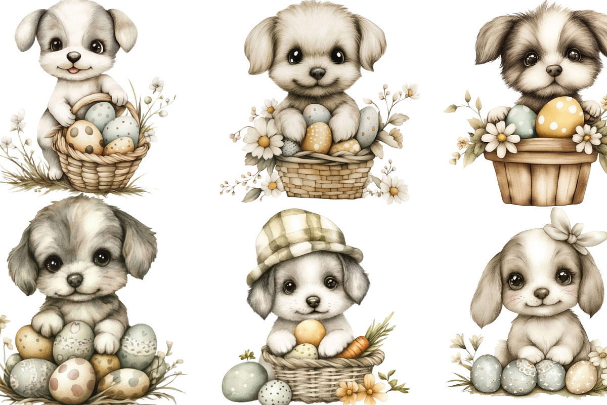 Whimsical Easter Dog Clipart, an Illustration by Designking (Photo 3 of 5)