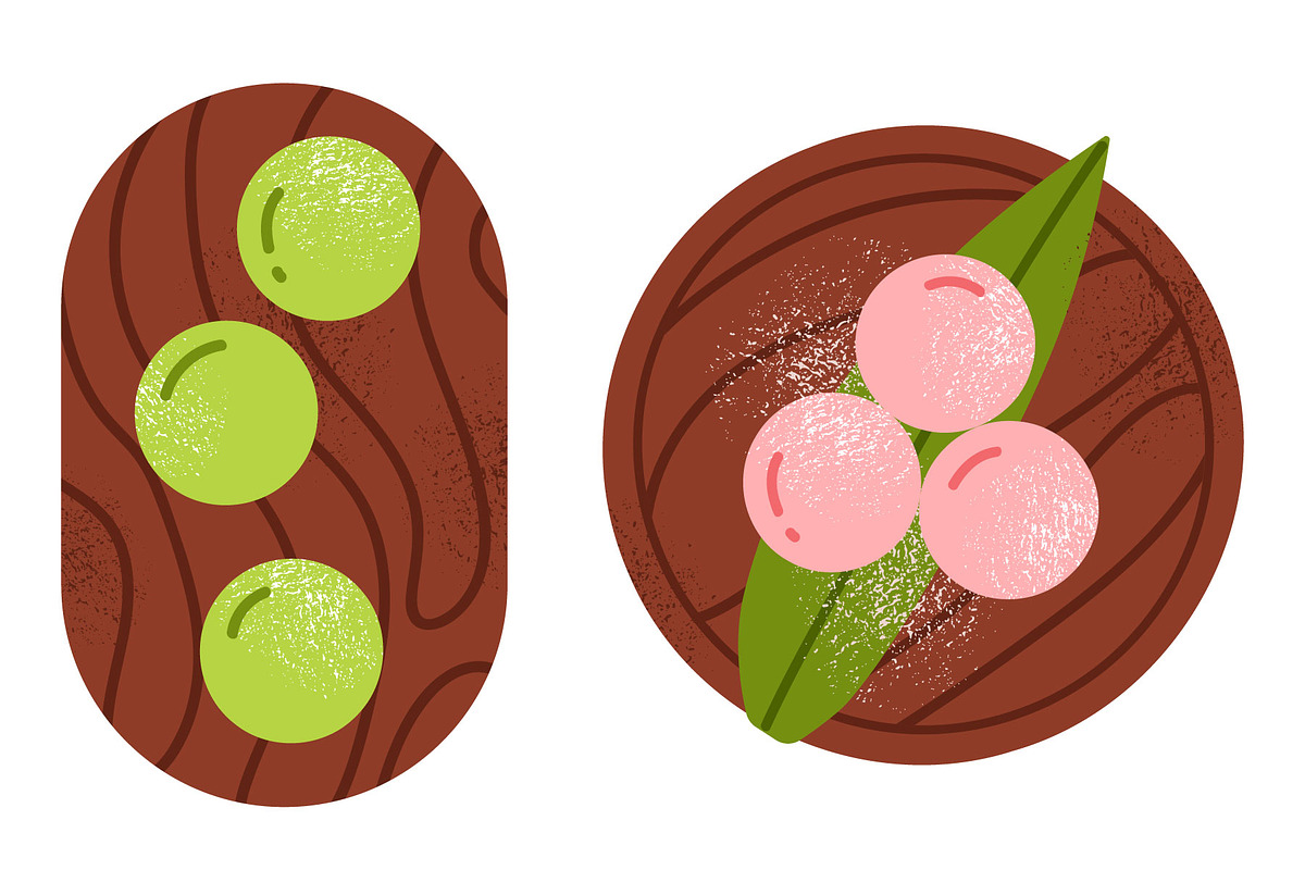 Mochi set. Japanese dessert, a Food Illustration by Annie Birdie (Photo 2 of 5)