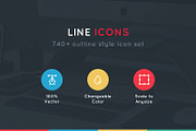 740+ Line Icons, an Outline Icon by vuuuds (Thumbnail 1 of 5)