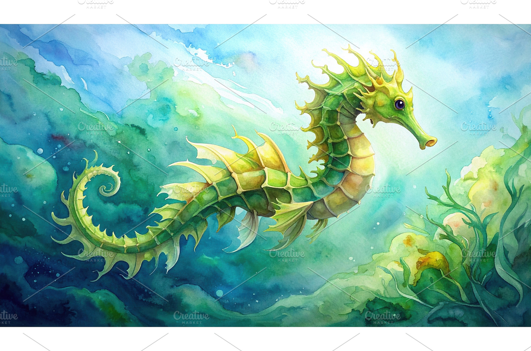 Fantasy green seahorse drifting, an Animal Photo by Igor Tichonow