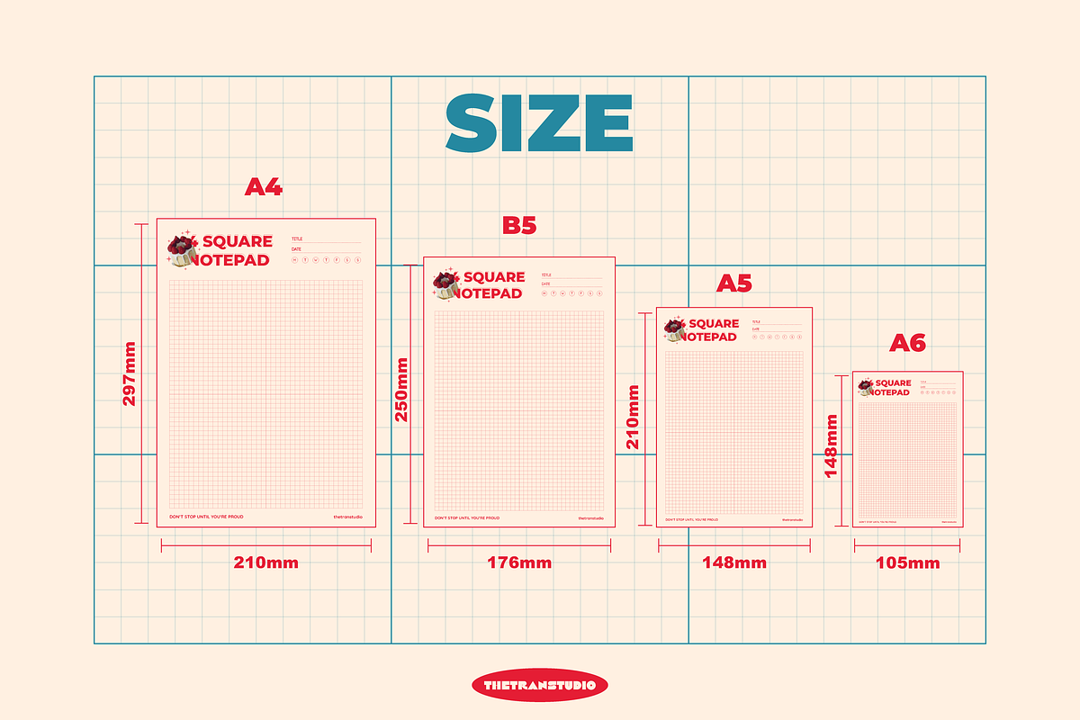 4 Square Notepad | Digital Product, a Stationery Template by The Tran Studio (Photo 2 of 4)