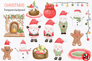 Merry Christmas watercolor clip art, a Seasonal Illustration by Vavavan Artwork (Thumbnail 5 of 5)