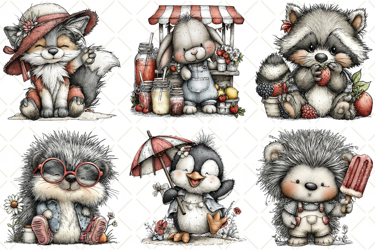 Whimsical Summer Animals Clipart, an Illustration by Black Bird Studio (Photo 4 of 5)