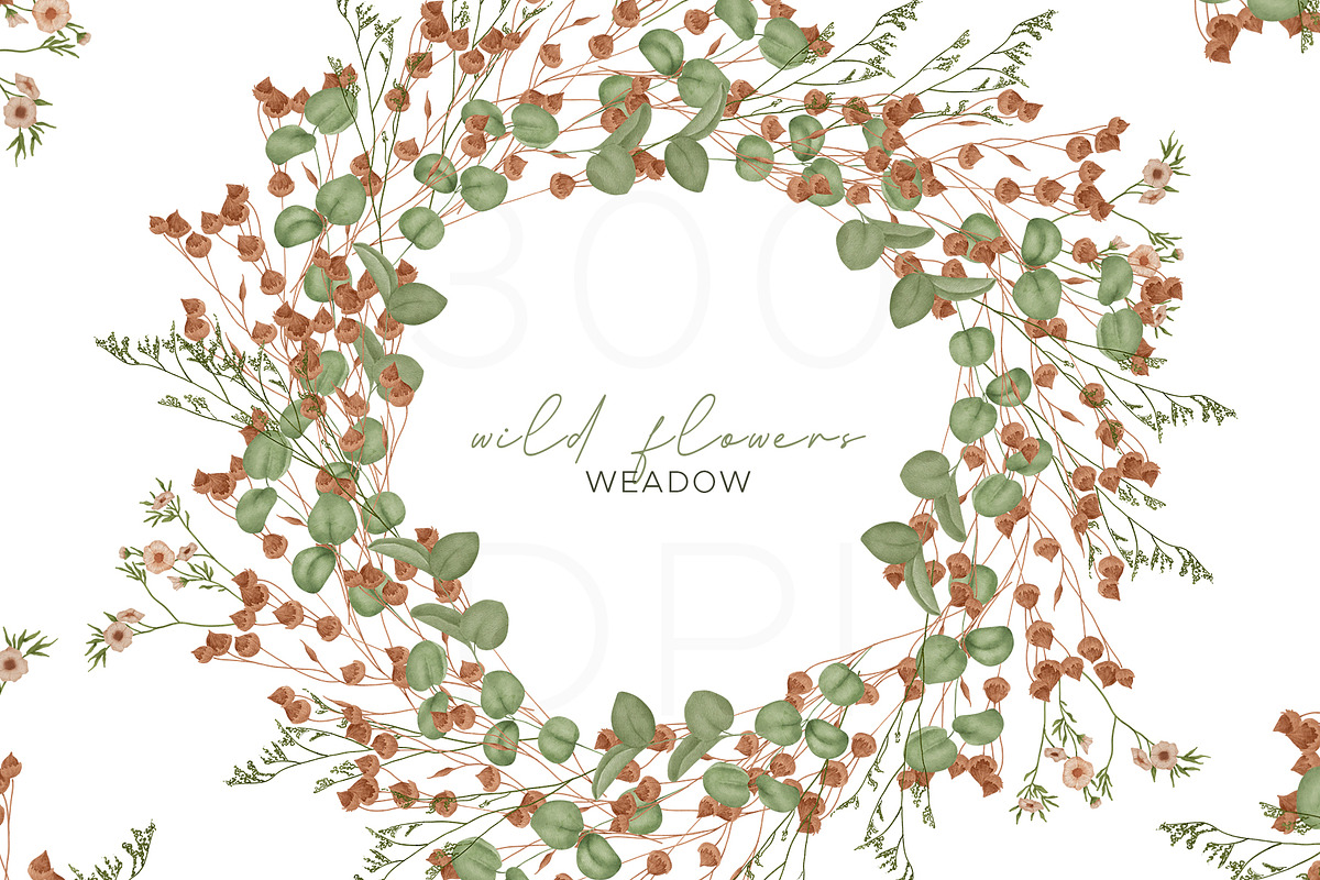Watercolor wild flowers greenery, an Illustration by MariGraphic boutique (Photo 7 of 11)