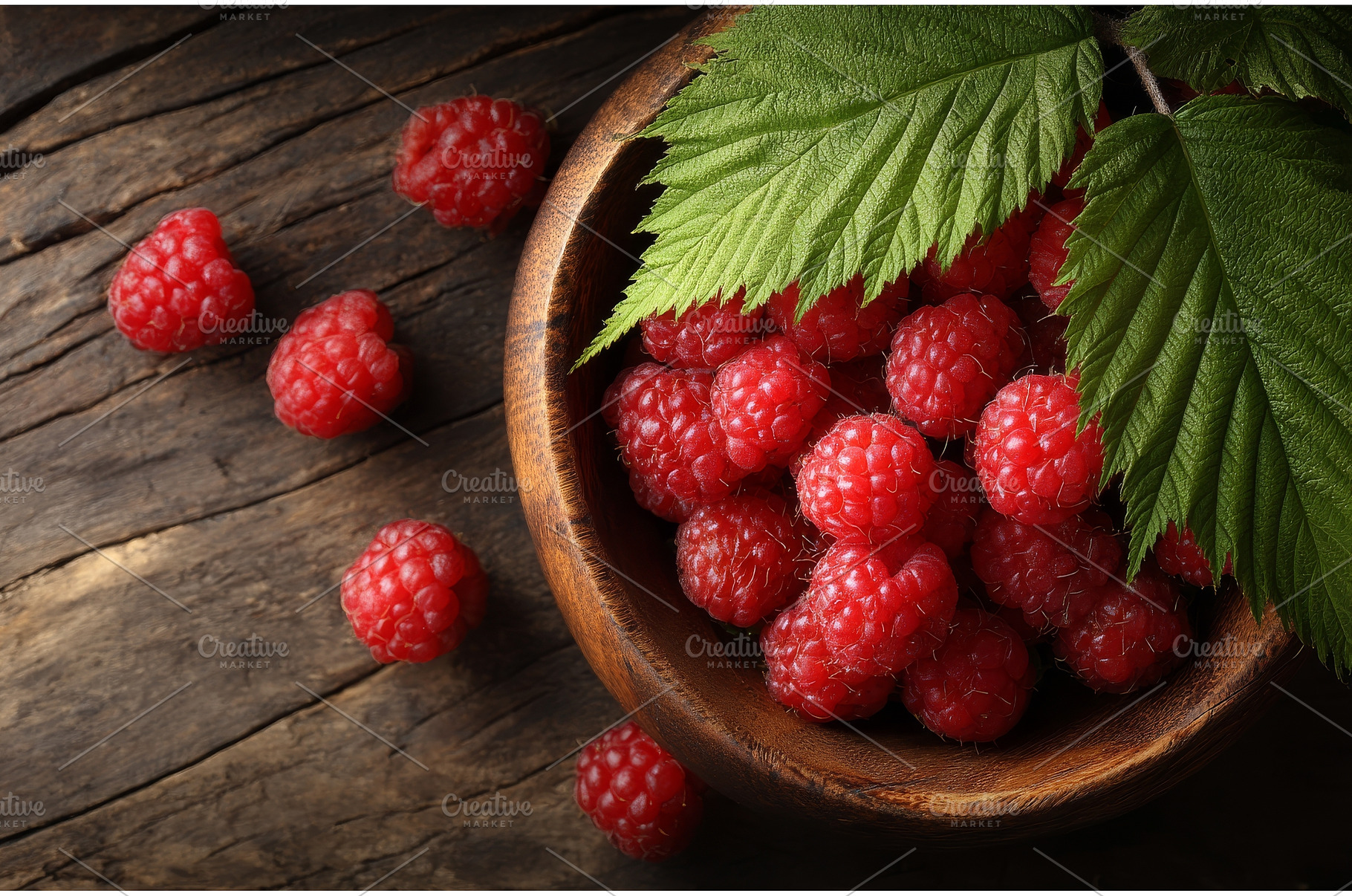 A bowl of fresh organic raspberries, a Food & Drink Photo by ZinetroN