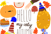 Autumn Color Trees and Pumpkins, a Seasonal Illustration by Maria Starus (Thumbnail 1 of 3)