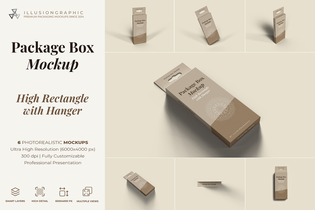 Package Box Mockup with Hanger, a Packaging Mockup by Illusiongraphic (Photo 1 of 19)