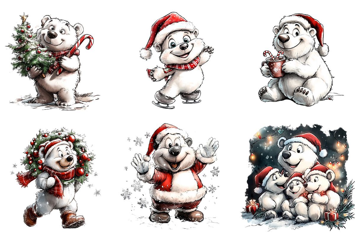 Christmas Polar Bear Clipart, an Illustration by CreationArt (Photo 2 of 5)