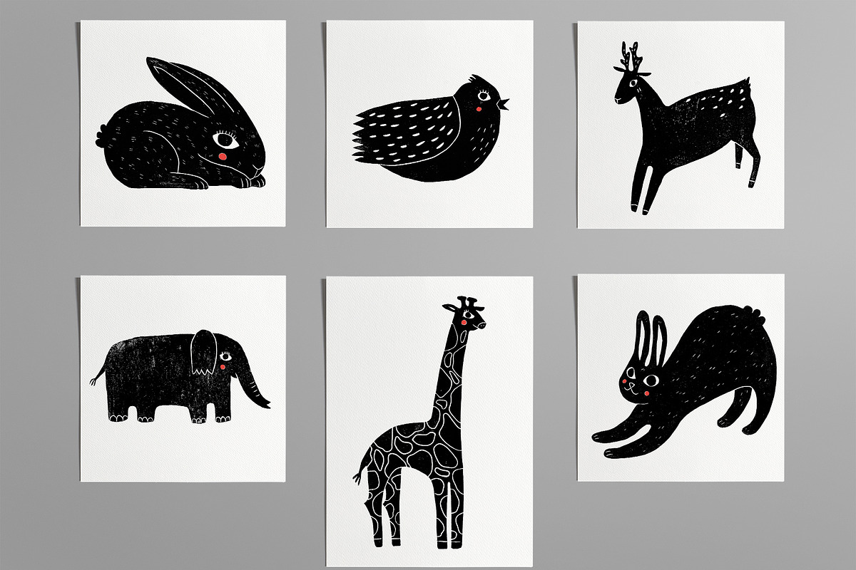 Cute animals / part 2 / Linocut, an Animal Illustration by Mii Lab (Photo 2 of 10)
