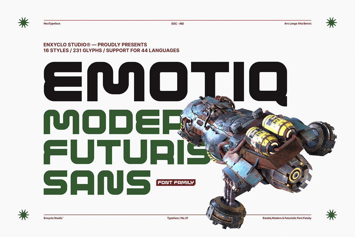 EMOTIQ - Futuristic Font Family, a Sans Serif Font by Enxyclo Studio (Photo 1 of 10)