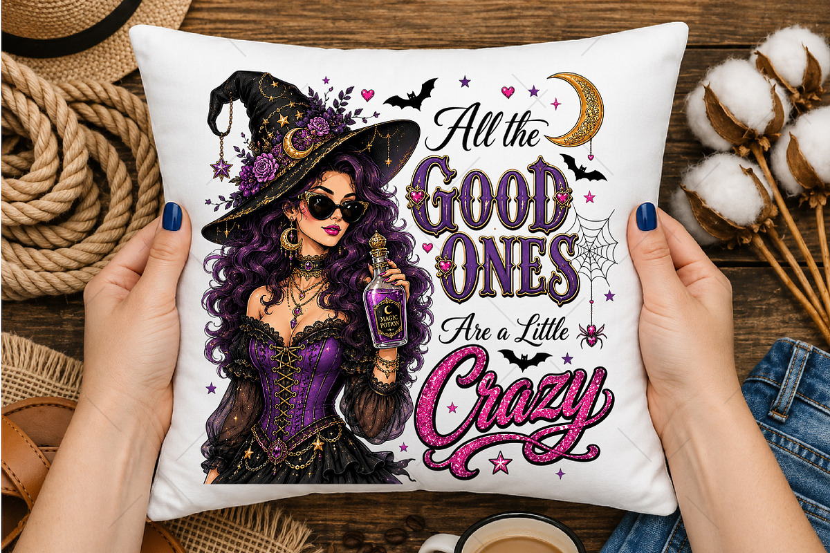 Glam Witch Halloween Sublimation PNG, a Seasonal Illustration by OK Design (Photo 3 of 5)