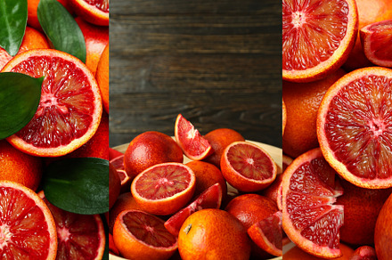 Collage of photos of tasty red orange, a Food & Drink Photo by AtlasStudio PRO