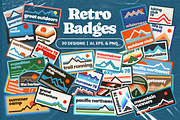 Retro Outdoor Badges, an Illustration by tifftuff (Thumbnail 1 of 6)