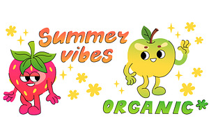 Groovy cartoon fruit and berry, a Food Illustration by art PVP - market