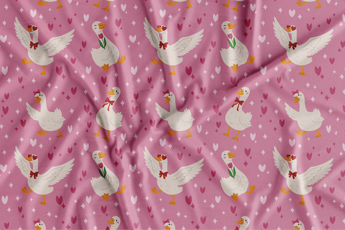 Romantic Geese-Clipart Pattern Cards, a Graphic by semenova.sense (Photo 10 of 11)