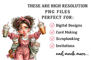 Whimsical Summer Coffee Girl Clipart, an Illustration by OK Design (Thumbnail 5 of 6)