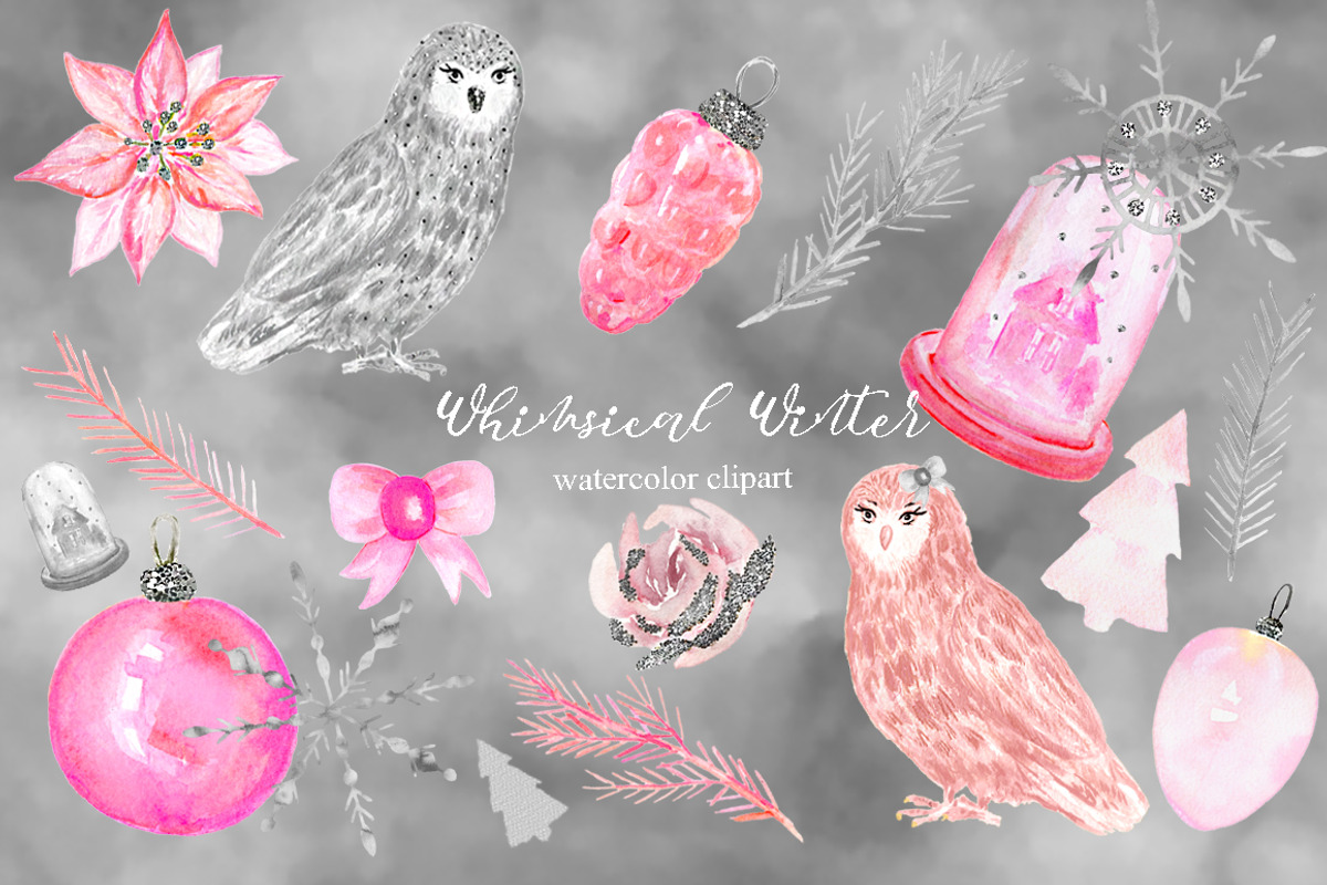 Whimsical winter. Watercolor clipart, a Texture Illustration by LABFcreations (Photo 5 of 7)