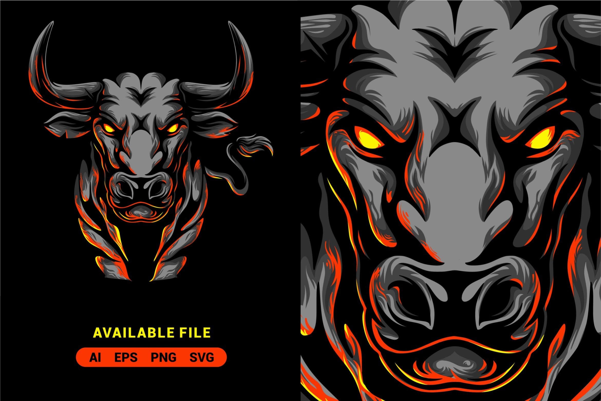 Bull Vector Illustration, an Animal Illustration by ImoogiStudio