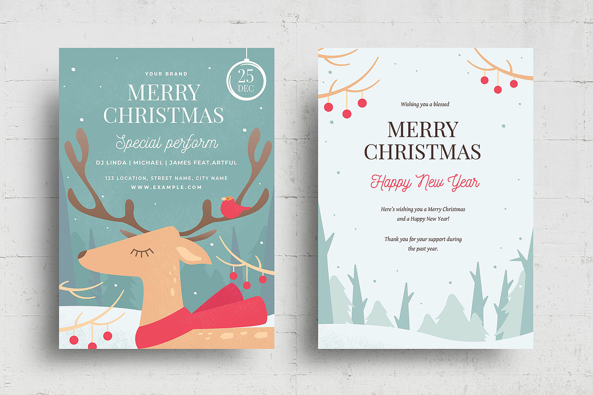 Merry Christmas Greetings Cards, a Card Template by BrandPacks (Photo 4 of 5)