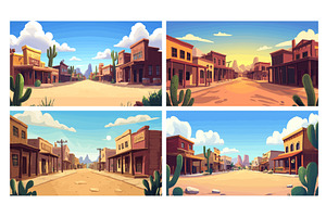 Wild West City Cartoon Background