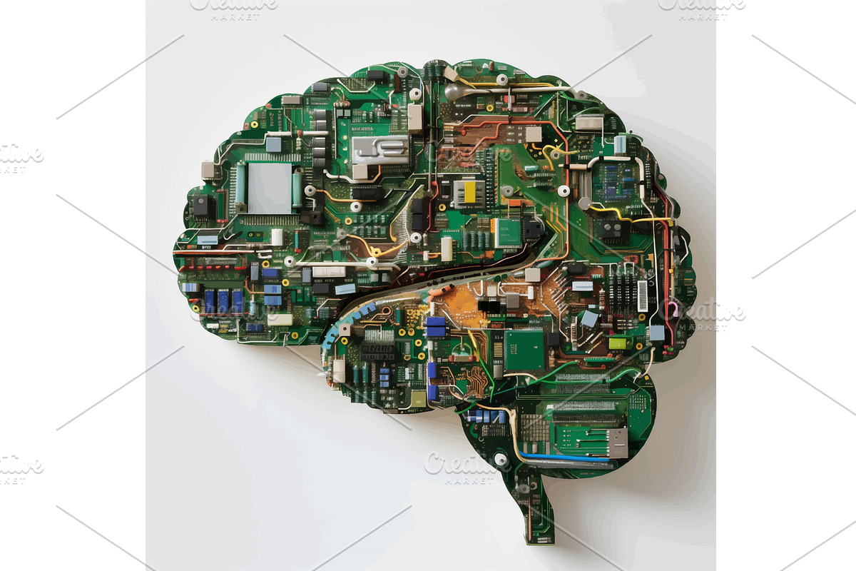 Artificial Intelligence Brain-Shaped, a Technology Illustration by AlexArt