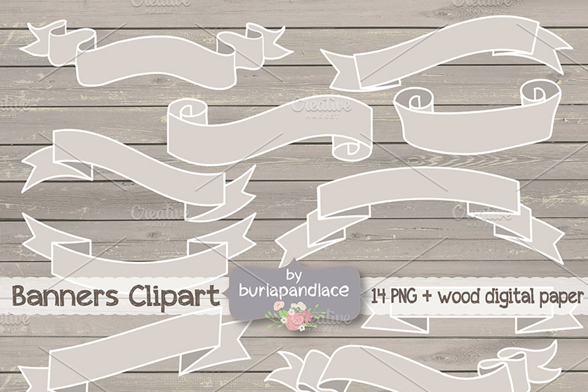 Rustic banner clipart, an Illustration by burlapandlace